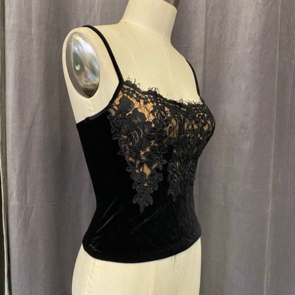 La Perla Ritmo Black Velvet Rose Lace Underwire Corset Bustier sz 48/US12 - Picture 2 of 7